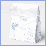 Bow Something Blue Before I Do Bridal Shower Favor Boxes<br><div class="desc">A stylish and sentimental finishing touch, these Something Blue Before I Do favor boxes make a thoughtful statement at your bridal shower. Designed with a timeless watercolor bow pattern, they exude sophistication while offering a charming way to thank your guests. Ideal for housing delicate treats, macarons, small gifts, or handwritten...</div>