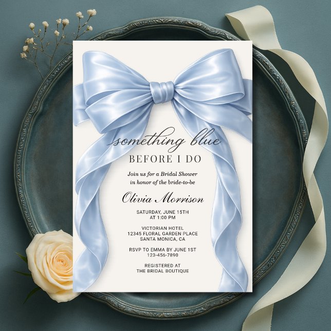 Bow Something Blue Before I Do Bridal Shower Invitation (Creator Uploaded)