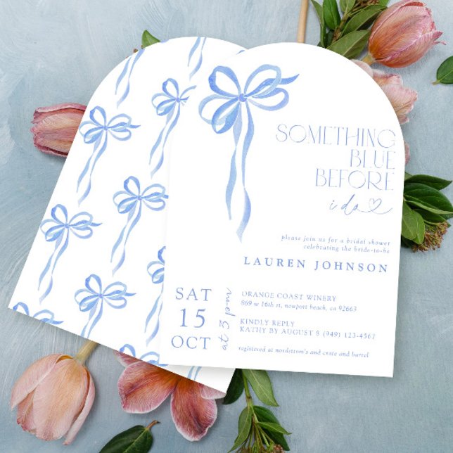 Bow Something Blue Before I Do Bridal Shower Invitation (Creator Uploaded)