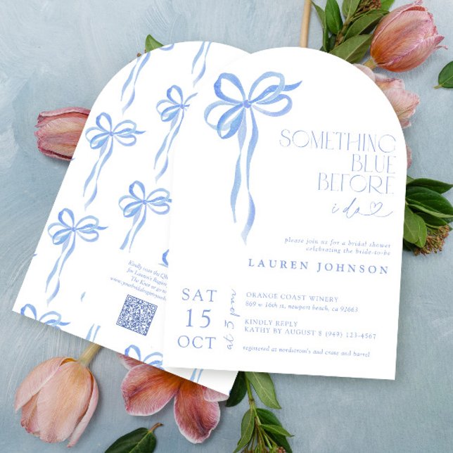 Bow Something Blue Before I Do QR Bridal Shower Invitation (Creator Uploaded)