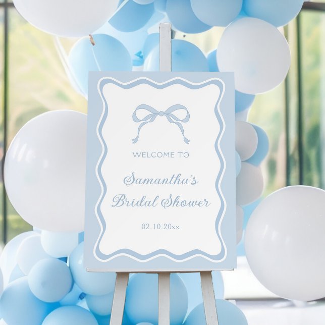 Bow Something Blue Bridal Shower Welcome Foam Board (Creator Uploaded)