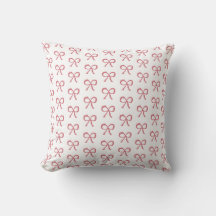 Bow Stripe Pink Ballerina Pattern Throw Pillow