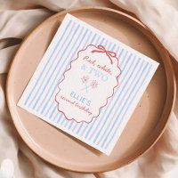 Bow Striped 4th of July Birthday Napkins