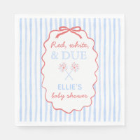 Bow Striped Red White and Due Shower Napkins