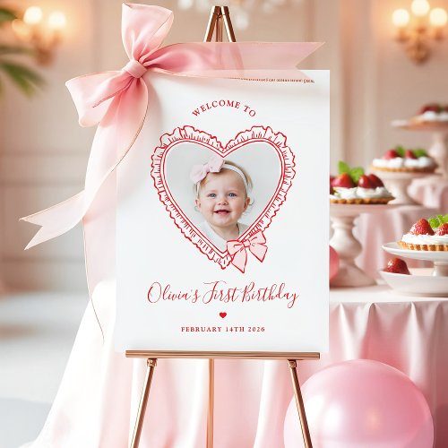 Bow Sweetheart First Birthday Welcome Sign