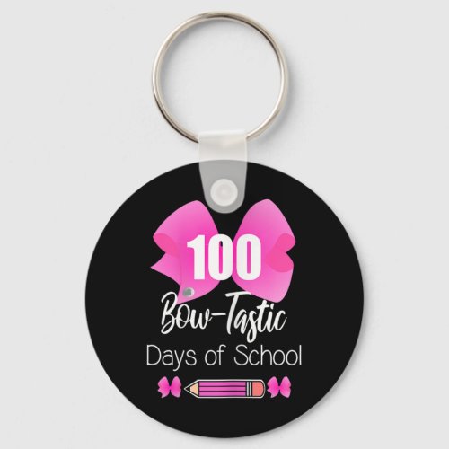 Bow_tastic Days Of School Cute Girly Pink Bow  Keychain