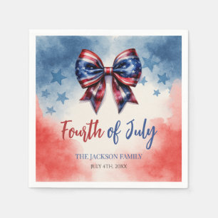 Bow Themed 4th of July Patriotic Party Napkins