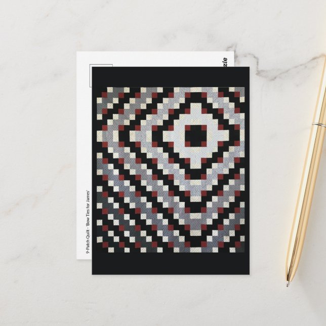 Bow Tie 9-Patch Quilt Postcard (Front/Back In Situ)