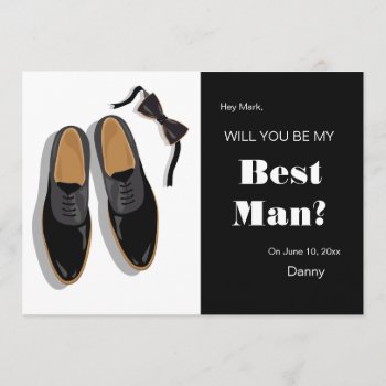 Bow Tie And Dress Shoes Best Man Request Invitation by CottonLamb at Zazzle