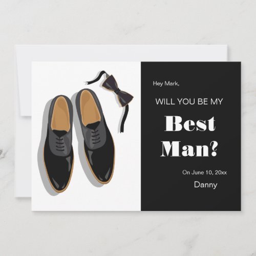 Bow Tie and Dress Shoes Best Man Request Invitation