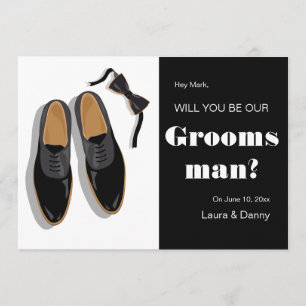 Bow Tie and Dress Shoes Groomsman Request Invitation