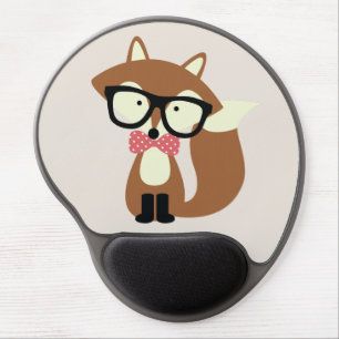 Bow Tie and Glasses Hipster Brown Fox Gel Mouse Pad