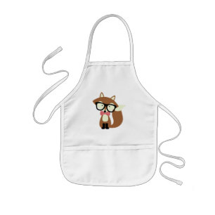 Bow Tie and Glasses Hipster Brown Fox Kids' Apron
