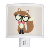 Bow Tie and Glasses Hipster Brown Fox Night Light (Front)