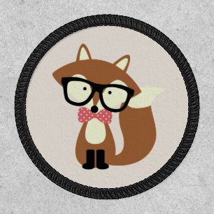 Bow Tie and Glasses Hipster Brown Fox Patch