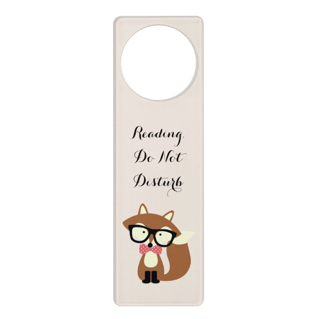 Bow Tie and Glasses Hipster Brown Fox Personalized Door Hanger (Front)