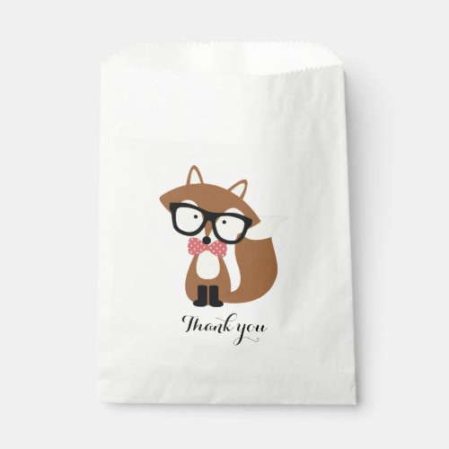 Bow Tie and Glasses Hipster Brown Fox Personalized Favor Bag