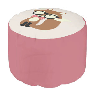 Bow Tie and Glasses Hipster Brown Fox Pouf