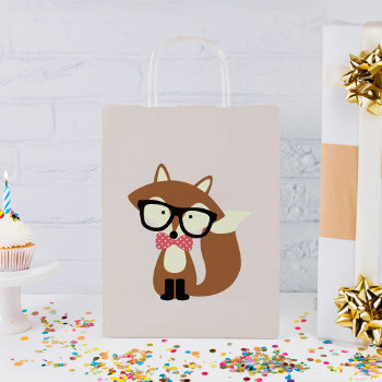 Bow Tie And Glasses Hipster Brown Fox Small Gift Bag by heartlocked at Zazzle