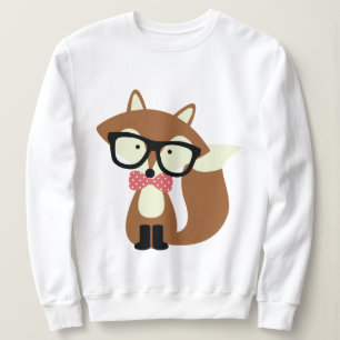 Bow Tie and Glasses Hipster Brown Fox Sweatshirt