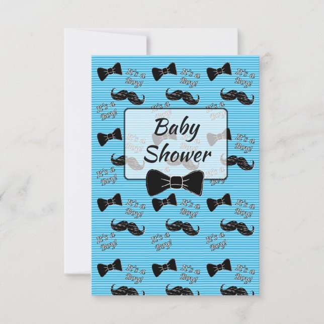 Bow Tie and Mustache Baby Shower Invitation (Front)