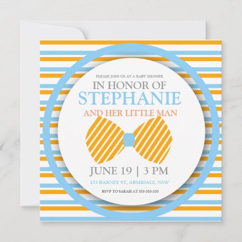 Bow tie baby boy shower invites