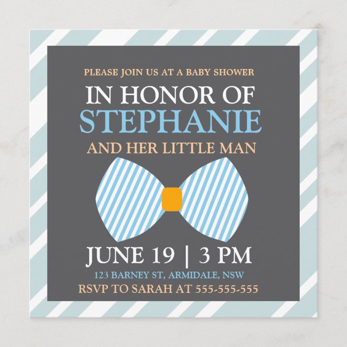 Bow tie baby boy shower invites