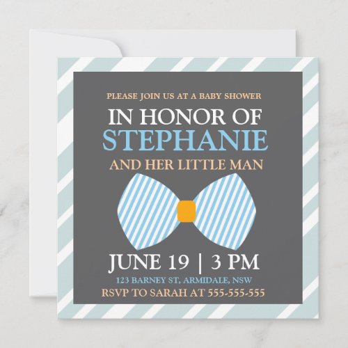 Bow tie baby boy shower invites