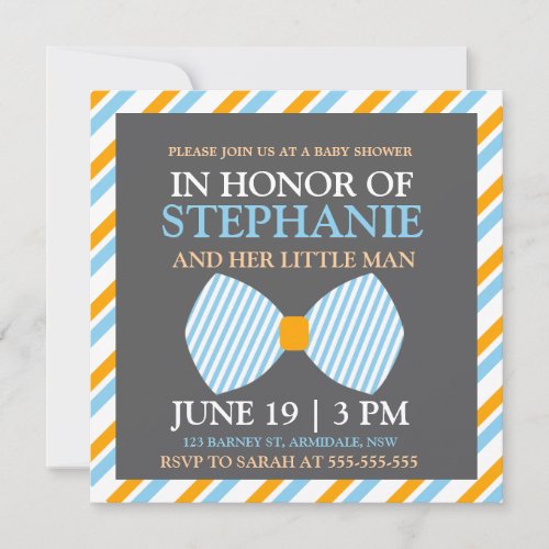 Bow tie baby boy shower invites