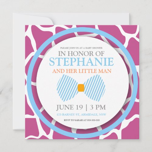 Bow tie baby boy shower invites