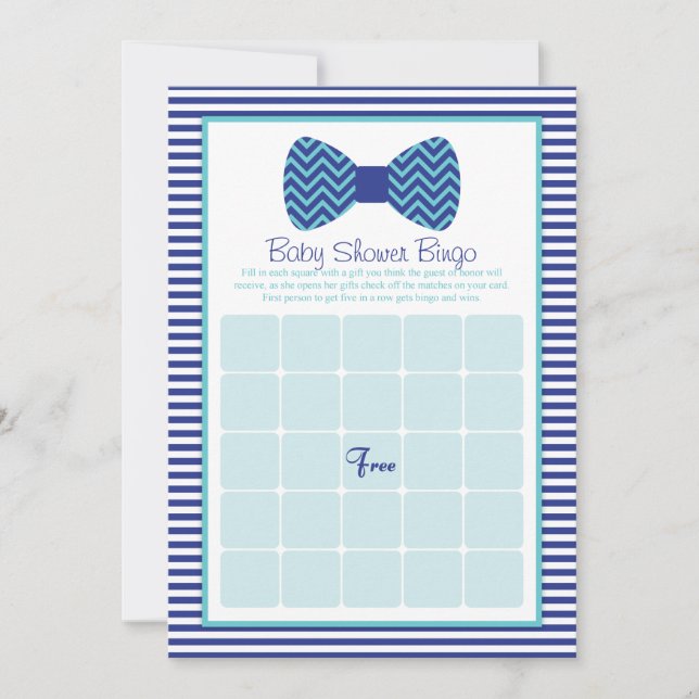 Bow Tie Baby Shower Bingo Cards (Front)