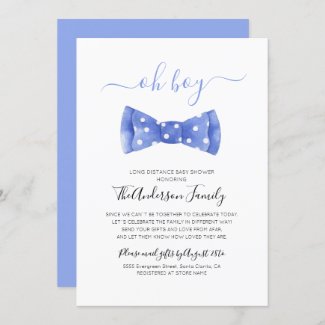 Best bow tie Virtual Baby Shower Invitations for a Boy