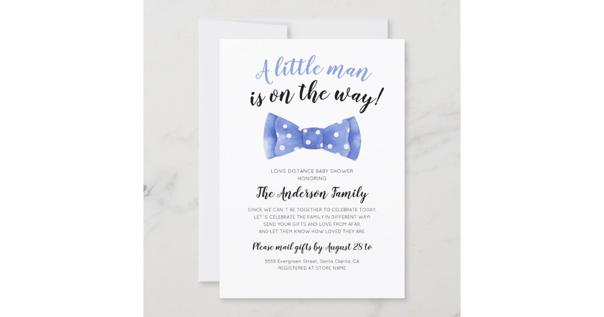 Bow Tie Baby Shower By Mail Long Distance Invitation Zazzle Com