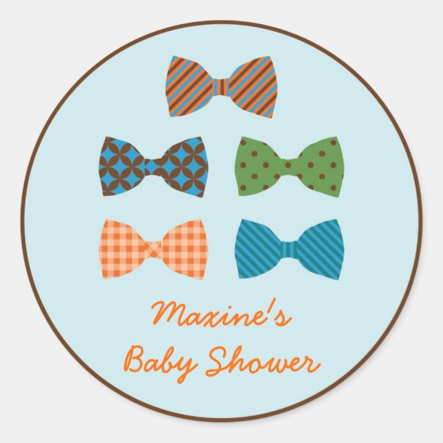 Bow Tie Baby Shower Favor Sticker (Front)