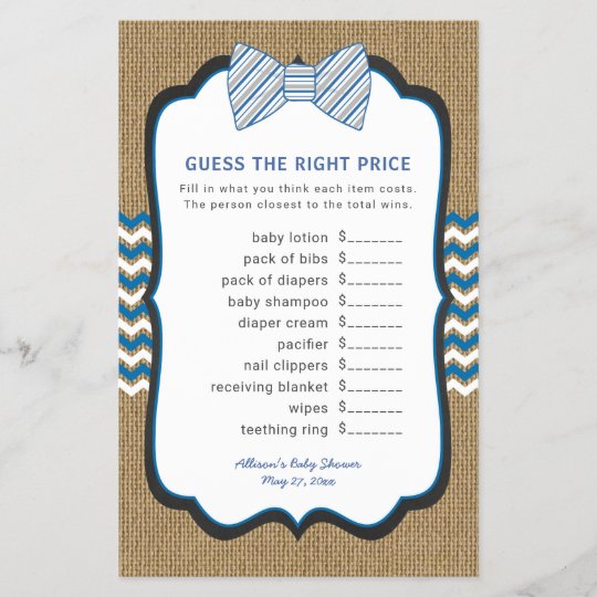 Bow Tie Baby Shower Games Price Word Scramble Zazzle Com