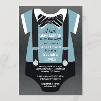Bow Tie Baby Shower Invitation  Suspender Invite by LittleBeesGraphics at Zazzle