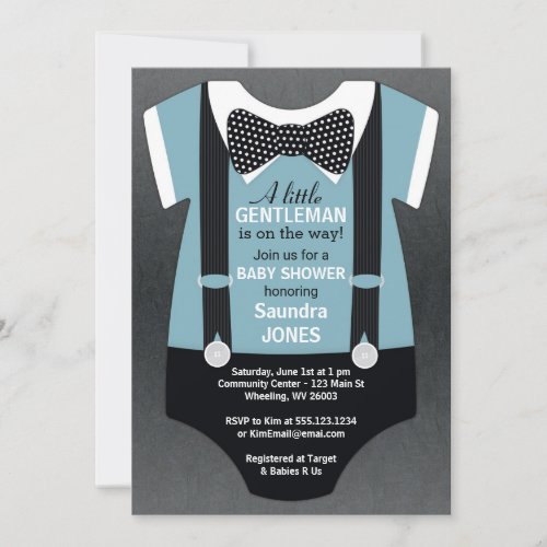 Bow Tie Baby Shower Invitation Suspender Invite
