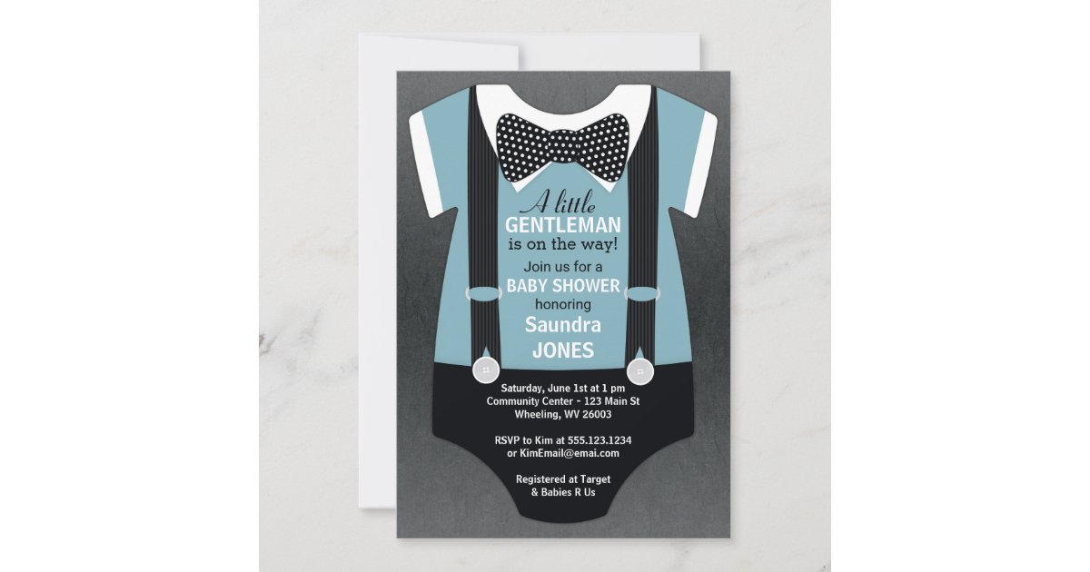 Bow Tie Baby Shower Invitation, Suspender Invite | Zazzle