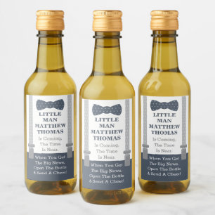 Bow Tie Baby Shower Mini Wine Bottle Labels