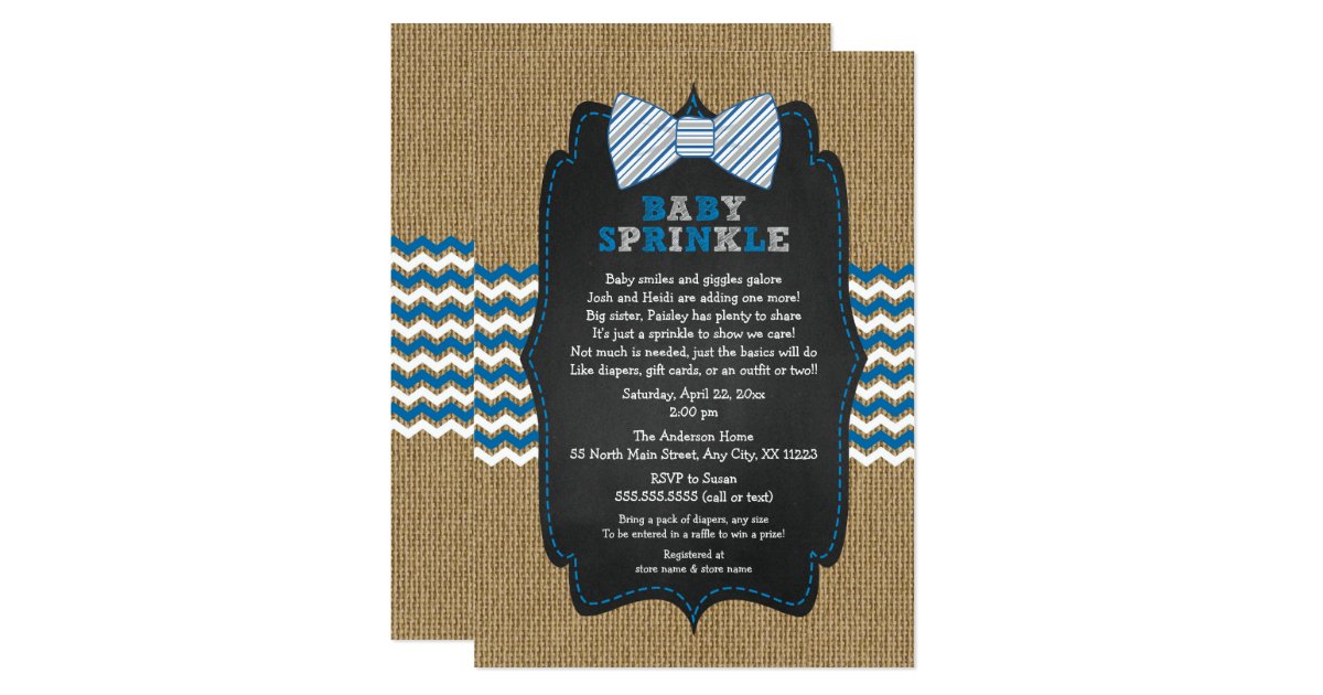 Bow Tie Baby Sprinkle invitations, boy baby shower Invitation | Zazzle.com