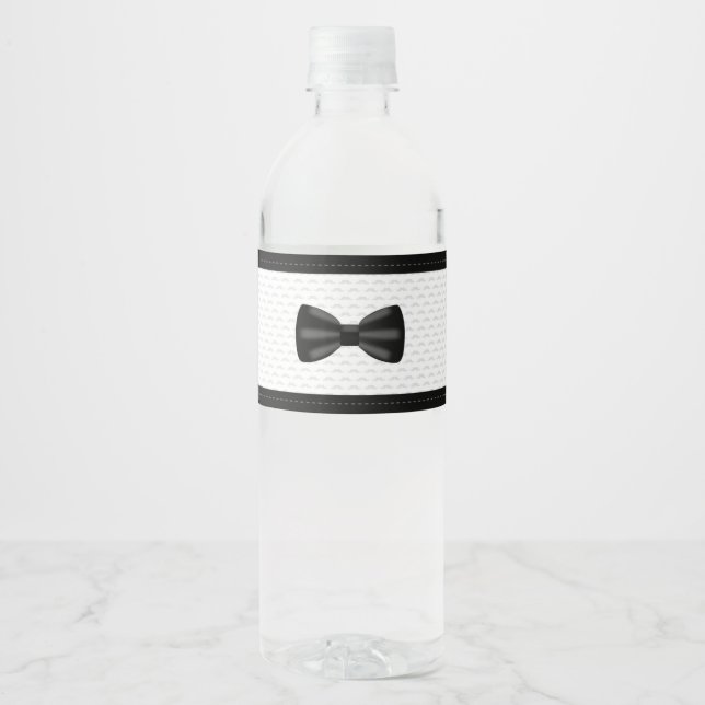 Bow Tie Birthday Baby Shower Water Bottle Label (Front)