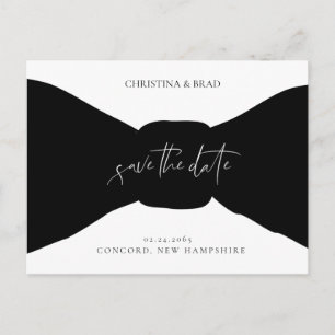 Bow Tie Black and White Save the Date Announcement Postcard