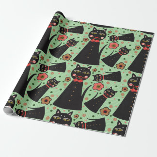Bow Tie Black Cat Wrapping Paper