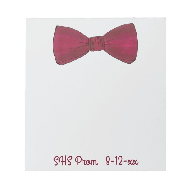 Bow Tie Bowtie Prom Wedding Favor Custom Notepad (Front)