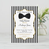 Bow Tie Boy Baby Shower Invitation Black Gold (Standing Front)