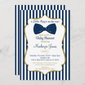 Bow Tie Boy Baby Shower Invitation Navy Blue Gold (Front/Back)