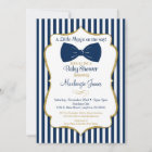 Bow Tie Boy Baby Shower Invitation Navy Blue Gold