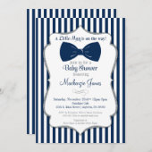 Bow Tie Boy Baby Shower Invitation Navy Silver (Front/Back)
