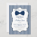 Bow Tie Boy Baby Shower Invitation Navy Silver