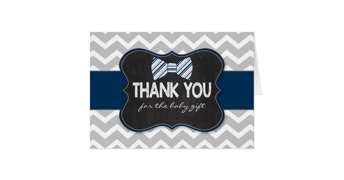 Bow Tie Chalkboard Baby Shower Gift Thank You Note Card